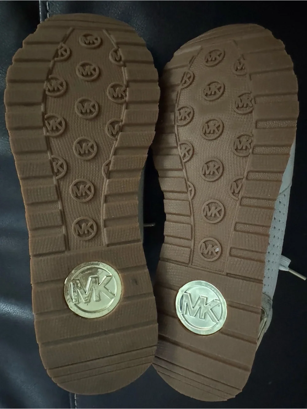 Michael Kors Cream Knit Lace-Up Sneakers with Gold Accents